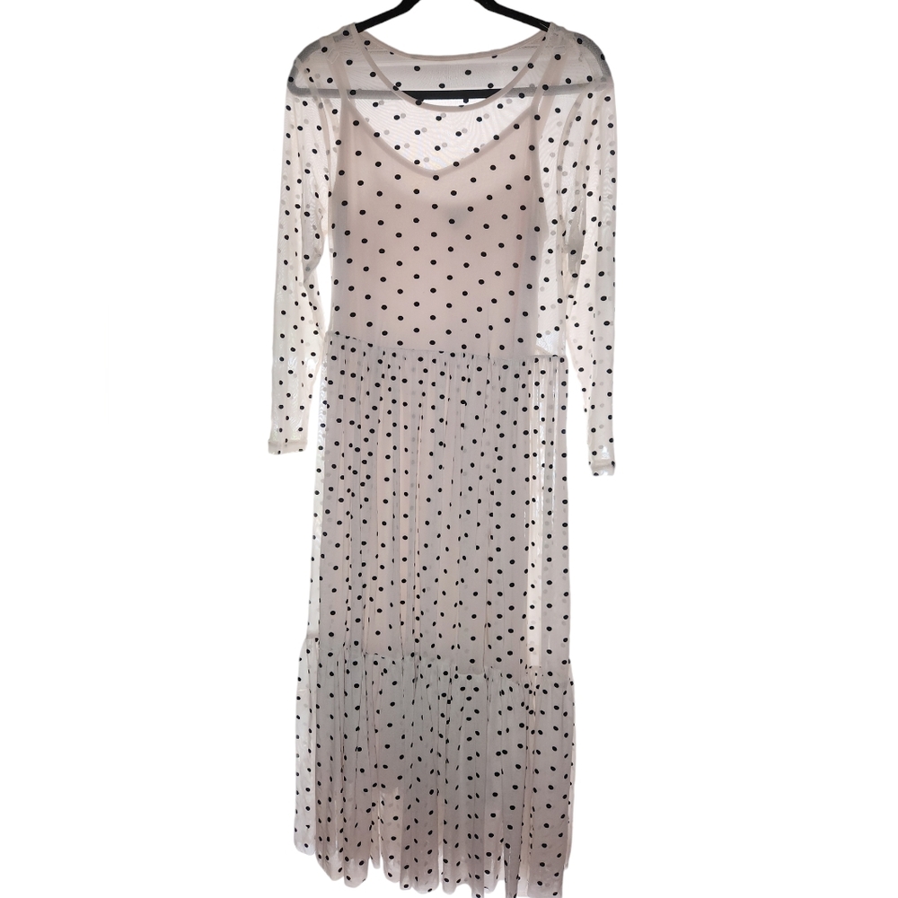 Torrid Mesh Polkadot Dress with Cream Under Slip Size 0 or 12/14